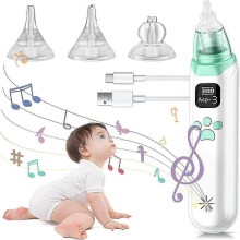 Elektrischer Nasensauger für Babys, Baby-Nasensauger mit 3 Silikonaufsätzen, 3-fach verstellbar