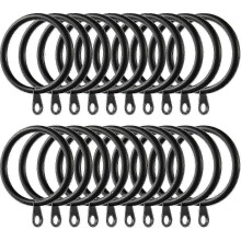Schwarze Metall-Gardinenringe mit 38 mm Innendurchmesser für Gardinen und Gardinenstangen, 60 Stück