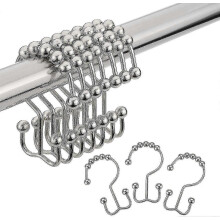 Duschvorhanghakenringe, Duschvorhangringe aus Edelstahl, doppelt gleitende Metallhaken für Duschstangen und Duschvorhänge