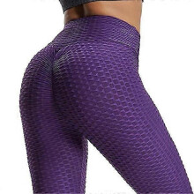 Damen-Leggings mit hohem Bund, Yogahose, TikTok-Style, geraffter Po, Jacquard-Muster, Bauchkontrolle, Po-Lifting, grau-weiß
