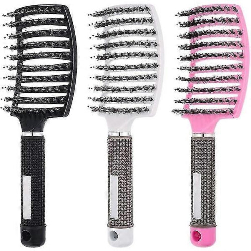3er-Pack Haarbürste, belüftete, gebogene Bürste für Haarstyling