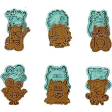 3D-Ausstechformen-Set mit Stempel, 6-teiliges Set mit Cartoon-Motiven zum Ausstechen von Keksen, ideal zum Backen von Leckereien und Keksen.