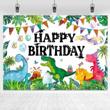 Dinosaurier-Party-Hintergrund, Aquarell-Dschungel-Geburtstagsdekorationen für Kinder, Themen-Hintergrund, extra großes Wandbanner, Outdoor-Party