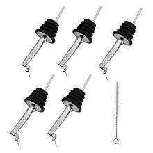 5-teiliges Set aus robustem Edelstahl-Flaschenausgießer mit Klappverschluss, Flaschenverschluss und Ölausgießer inklusive Reinigungsbürste