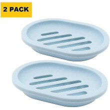 2er-Pack Seifenschale mit Abfluss, Seifenhalter, Seifenaufbewahrung, leicht zu reinigen, trocken, verhindert matschige Seife (blau)