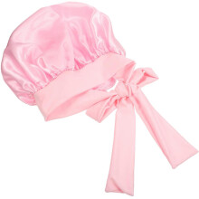 Schlafhaube für Damen, elastische Schlafmütze, wiederverwendbare Haube, Satin-Nachtmütze im Turban-Stil, rosa, 31 x 31 cm, Haarschutz, 1 Stück