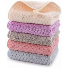 5-teiliges Küchenhandtuch-Set aus Korallenfleece, saugfähig, schnelltrocknend, mit Gürtelschlaufe