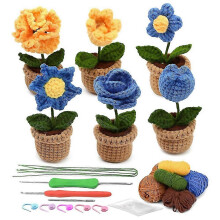 Langlebiges 6-teiliges Häkelset für Topfblumen, komplettes Häkelset für Anfänger