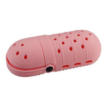 Schuhförmiges Federmäppchen, wasserdichtes Silikon-Federmäppchen, leicht, großes Fassungsvermögen, Reise-Make-up-Pinsel-Organizer-Etui, pink