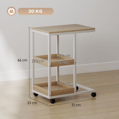 Homcom Mesita Auxiliar Bicolor 51 x 33 x 66 cm 2