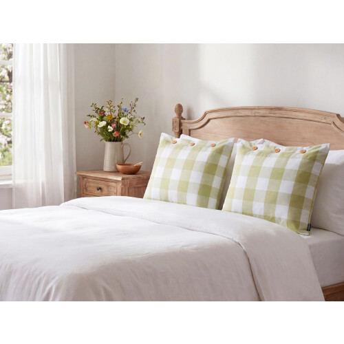 Beliani Throw Cushion TAMNINE 45 x 45 cm Light Green Checked 1