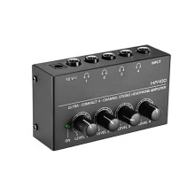 Robuster 12-V-DC-4-Kanal-Stereo-Kopfhörerverstärker mit separater Lautstärkeregelung und 6,35-mm-Ausgängen (Art.-Nr. 9151)