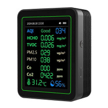 Robustes 12-in-1-Luftqualitätsmessgerät für Zuhause: Temperatur, Luftfeuchtigkeit, Zeit, CO, CO2-Kurve, TVOC, AQI, PM2,5, PM10, MT14-B