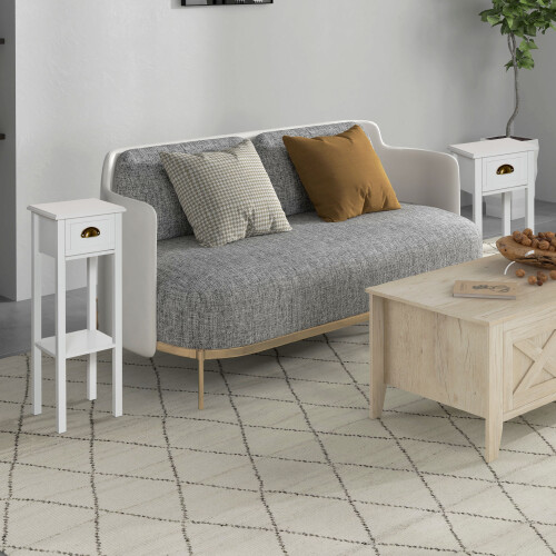 Homcom Mesas Auxiliare Blanco 30 x 30 x 75 cm 1
