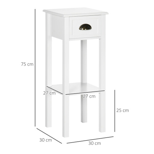 Homcom Mesas Auxiliare Blanco 30 x 30 x 75 cm 2