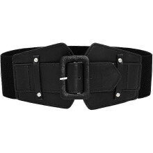 Elastischer, breiter Taillengürtel für Kleider, Jumpsuits und Mäntel (schwarz)