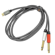 USB-C-auf-Dual-6,35-mm-Klinkenkabel-Splitter, 1,5 m, nylonummantelt, Audioadapter für Gitarre und Kopfhörer