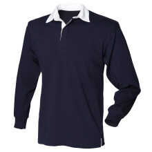 (L, Navy) Front Row Mens Long Sleeve Sports Rugby Shirt