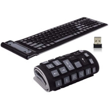 AAOMASSR Opvouwbaar draadloos toetsenbord, mini-USB-computertoetsenbord met 2 AAA-batterijen, zwart