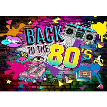 Décoration de soirée disco années 70/80 personnalisée, fond photo lumineux néon, bannière