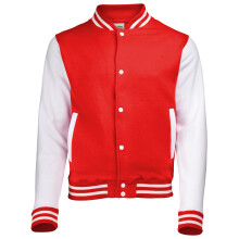 (12-13, Fire Red/White) Awdis Kids Unisex Varsity Jacket / Schoolwear