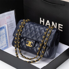 (Navy blue) Women Quilted Crossbody Bag Classic Style Genuine Leather Shoulder Bag Versatile Elegant Ladies Daily Evening Handbag