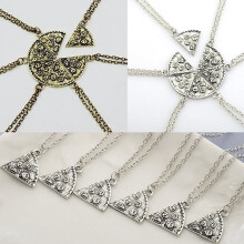 6 stuks modieuze pizzapunt hangers kettingen creatieve vriendschap koppel ketting