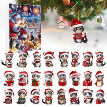 Qwtwty Calendrier de l'Avent de Noël, Compte à rebours de l'Avent, Décorations de sapin de Noël, Décorations intérieures pour voiture et moto