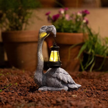 Statue de flamant rose à énergie solaire - Décoration de jardin en résine pour pelouse et terrasse - Décoration d'oiseau fantastique -