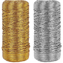 218 Slat Snáithe Tinsel Óir & Airgid Miotalach 1.5mm - Snáithe Lonrach Neamh-Shínte le haghaidh Crann Nollag, Fillteán Bronntanais, Braidáil