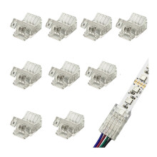 4-polige LED-Streifenverbinder für 10-mm-RGB-Leuchten, lötfreie Schnellanschlussclips, 10er-Packung