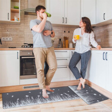 Ensemble de 2 tapis de cuisine, tapis anti-fatigue rembourrés, imperméables et lavables, tapis de sol antidérapants pour bureau debout,