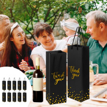 Bocqde Décorations de Noël - 10 sacs cadeaux pour vin, papier kraft doré avec poignée en corde, parfaits pour Noël, Thanksgiving, les mariages
