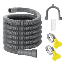 Ensemble de rallonge de tuyau de vidange universel pour machine à laver, 3 m (10 pi), comprenant un support, un raccord de tuyau et des colliers de