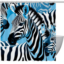 Zasłona prysznicowa z przelotkami i haczykami Zasłony prysznicowe Zebra 66" x 72" Dekoracje do łazienki