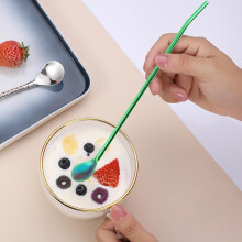 Cuillère-paille FensXil Straw304 en acier inoxydable, à double usage, idéale pour les boissons fruitées, le thé au lait et autres thés, avec