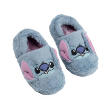 (2 UK, Blue) Lilo & Stitch Girls Character Face Slippers