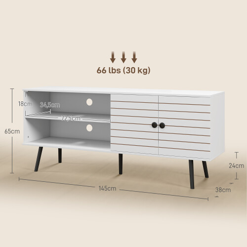 Homcom Mueble de TV Blanco 145 x 38 x 65 cm 2