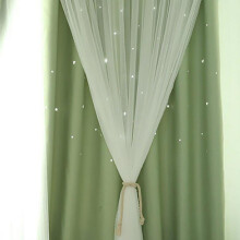 Perdea cu stele, ecranare, pânză opacă, cu două etaje, decor romantic pentru casă