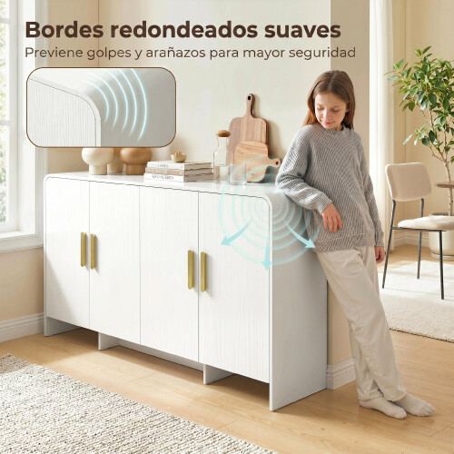 Homcom Aparador de Cocina Blanco 152 x 40 x 80 cm 2