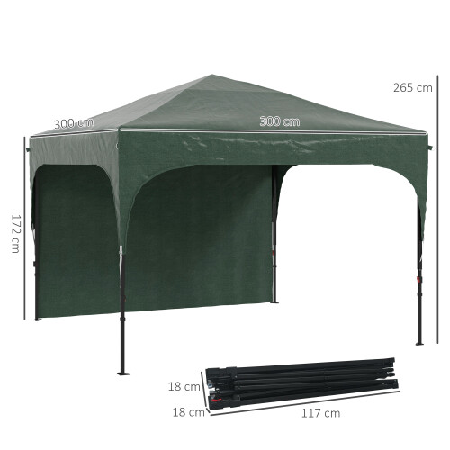 Outsunny Carpa Plegable Verde 300 x 300 x 265 cm 2