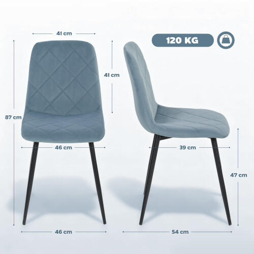 Homcom Sillas de Comedor Azul 45 x 54 x 87 cm 2