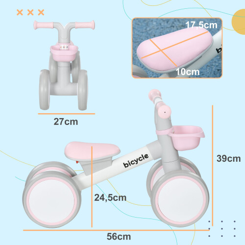 Bicicleta sin Pedale Rosa 56 x 27 x 39 cm 2
