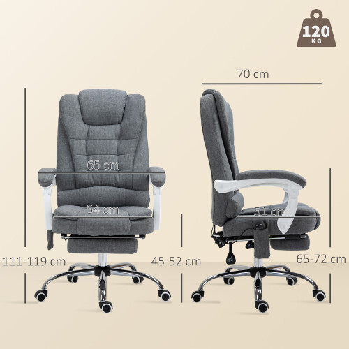 Vinsetto Silla de Oficina Gris 65 x 70 x 119 cm 2