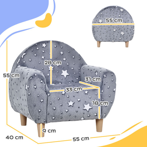 Sillón Infantil Gris 55 x 40 x 55 cm 2