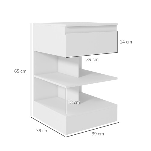 Homcom Mesita de Noche Blanco 39 x 39 x 65 cm 2