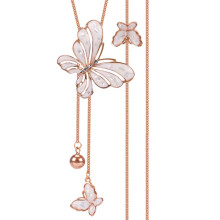 Vlinderketting/choker voor dames, goudkleurig, met strass-steentjes.