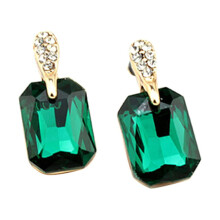 Pnellth elegante rechthoekige oorbellen met strass-steentjes voor dames, sieraden, verjaardagscadeau, groen