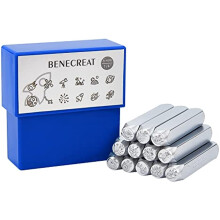 Pacáiste 12 Tacar Stampaí Miotail 6mm, Ag luí le Déanamh Seodra - Uirlisí Punchála Téama Aingeal i gCás, Cruach Carbóin Leictreaphlátáilte