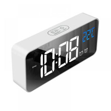 Réveil musical LED avec affichage de la température, chargement USB, mémoire et commande vocale, horloge numérique intelligente